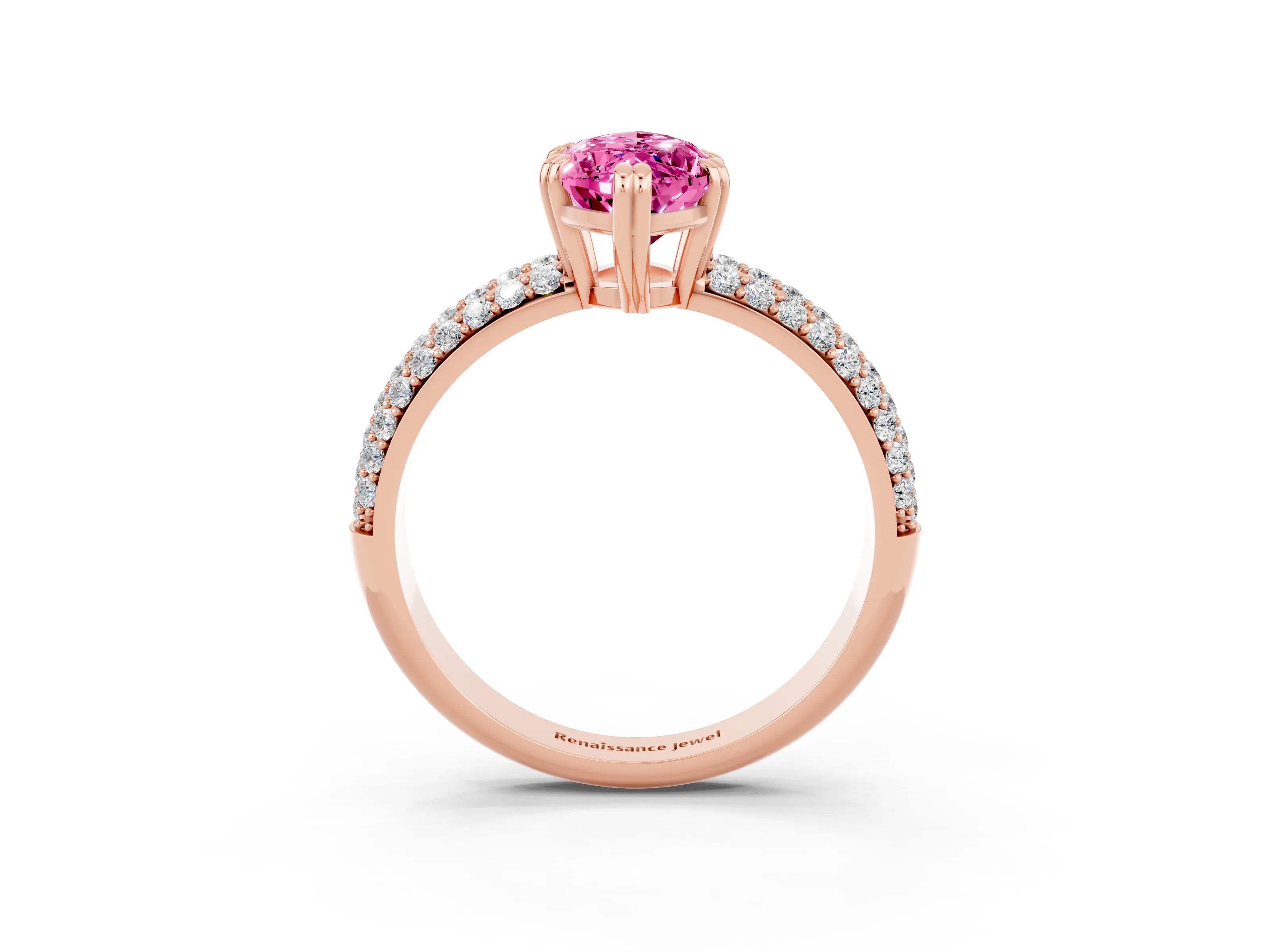 Rose gold Marquise Cut Cut Pave Diamond Engagement Ring with Channel Set Band and Four-Prong Setting_3