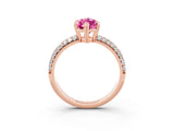 Rose gold Marquise Cut Cut Pave Diamond Engagement Ring with Channel Set Band and Four-Prong Setting_3