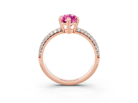 Rose gold Marquise Cut Cut Pave Diamond Engagement Ring with Channel Set Band and Four-Prong Setting_3