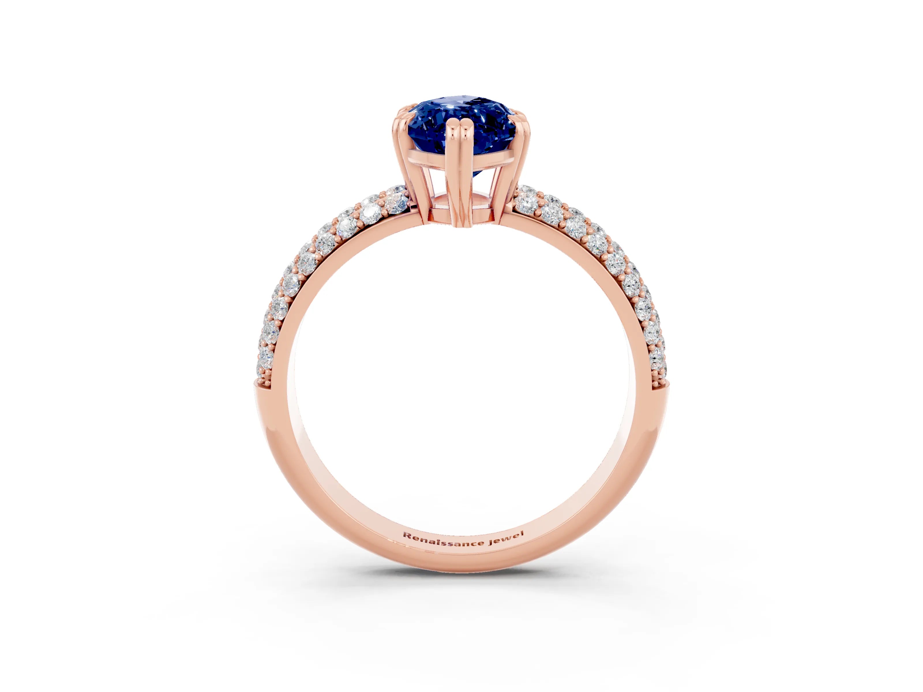 Rose gold Marquise Cut Cut Pave Diamond Engagement Ring with Channel Set Band and Four-Prong Setting_3