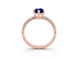 Rose gold Marquise Cut Cut Pave Diamond Engagement Ring with Channel Set Band and Four-Prong Setting_3
