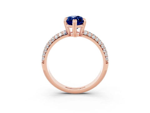 Rose gold Marquise Cut Cut Pave Diamond Engagement Ring with Channel Set Band and Four-Prong Setting_3