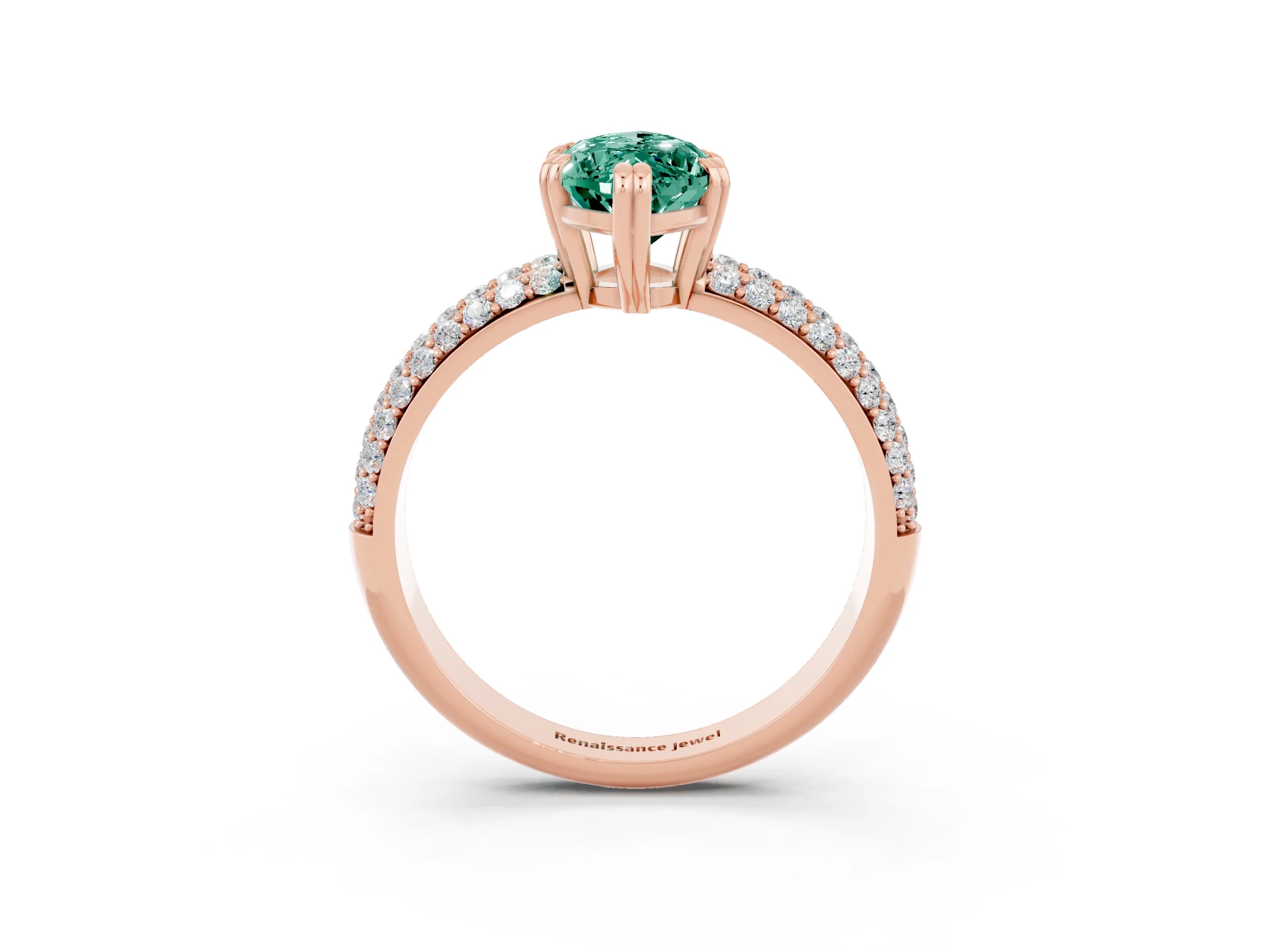Rose gold Marquise Cut Cut Pave Diamond Engagement Ring with Channel Set Band and Four-Prong Setting_3