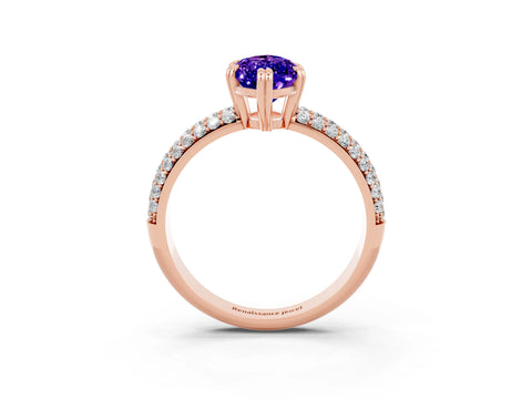 Rose gold Marquise Cut Cut Pave Diamond Engagement Ring with Channel Set Band and Four-Prong Setting_3