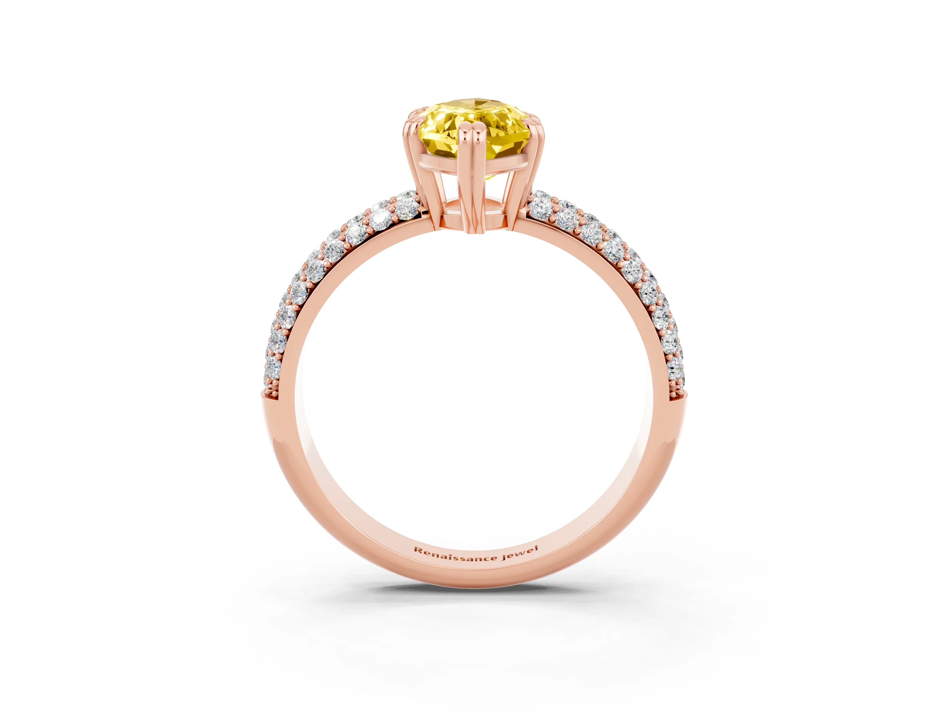 Rose gold Marquise Cut Cut Pave Diamond Engagement Ring with Channel Set Band and Four-Prong Setting_3