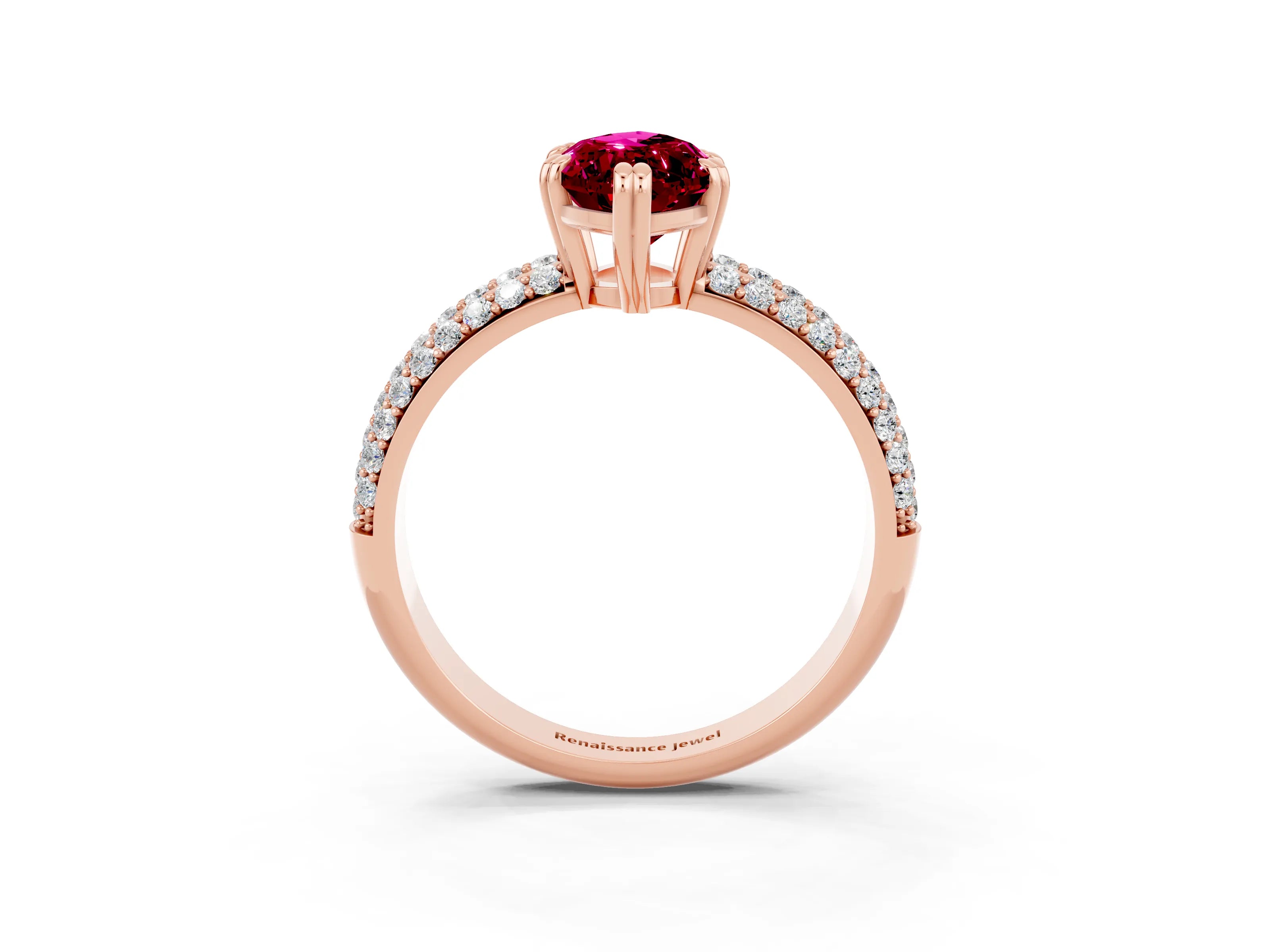 Rose gold Marquise Cut Cut Pave Diamond Engagement Ring with Channel Set Band and Four-Prong Setting_3