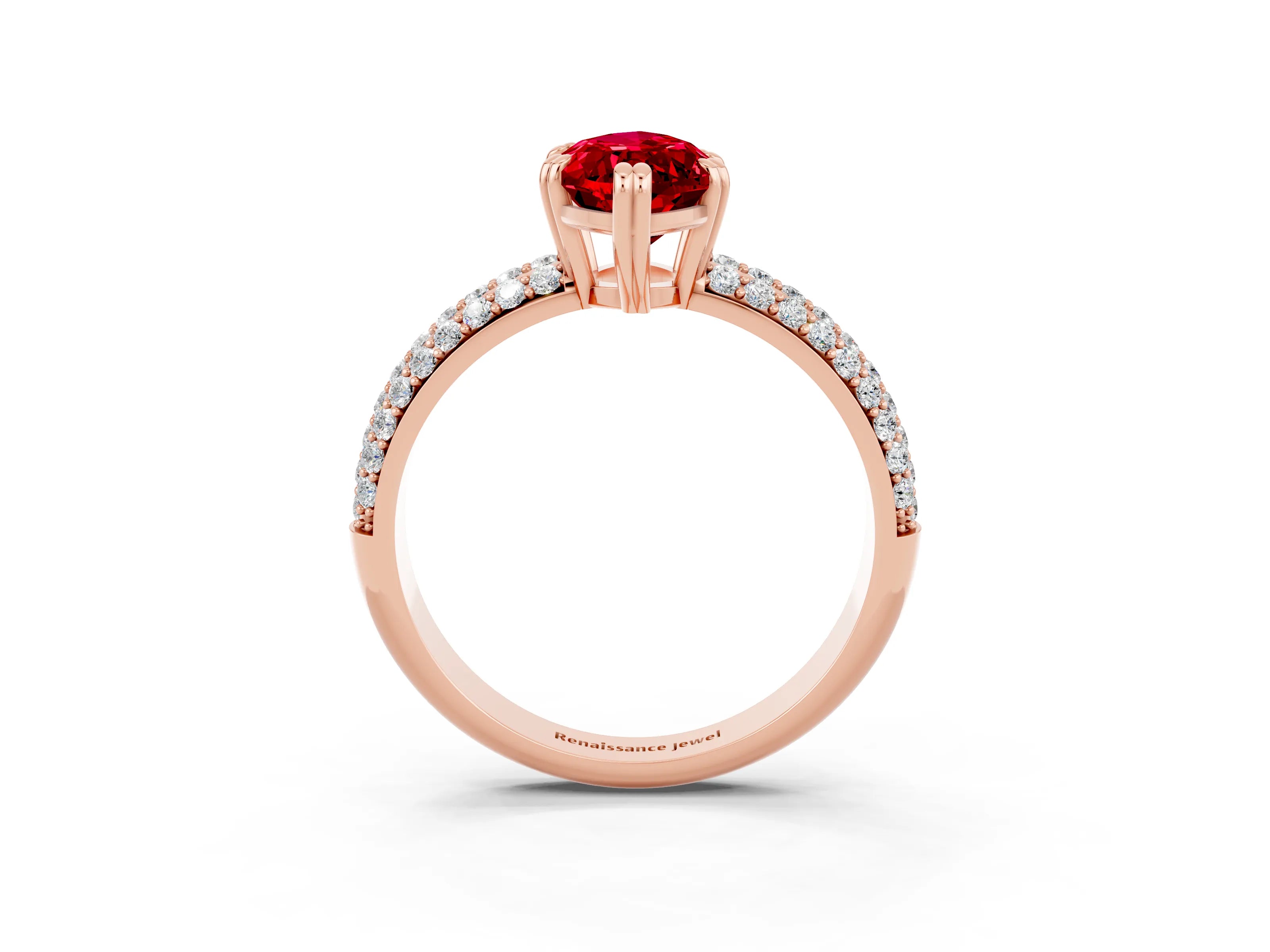 Rose gold Marquise Cut Cut Pave Diamond Engagement Ring with Channel Set Band and Four-Prong Setting_3