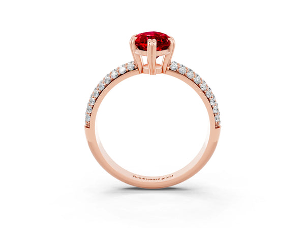 Rose gold Marquise Cut Cut Pave Diamond Engagement Ring with Channel Set Band and Four-Prong Setting