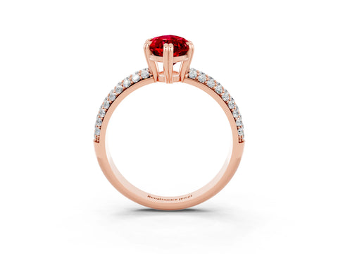 Rose gold Marquise Cut Cut Pave Diamond Engagement Ring with Channel Set Band and Four-Prong Setting_3