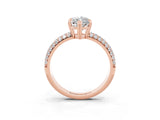 Rose gold Marquise Cut Cut Pave Diamond Engagement Ring with Channel Set Band and Four-Prong Setting_3