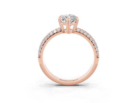 Rose gold Marquise Cut Cut Pave Diamond Engagement Ring with Channel Set Band and Four-Prong Setting_3