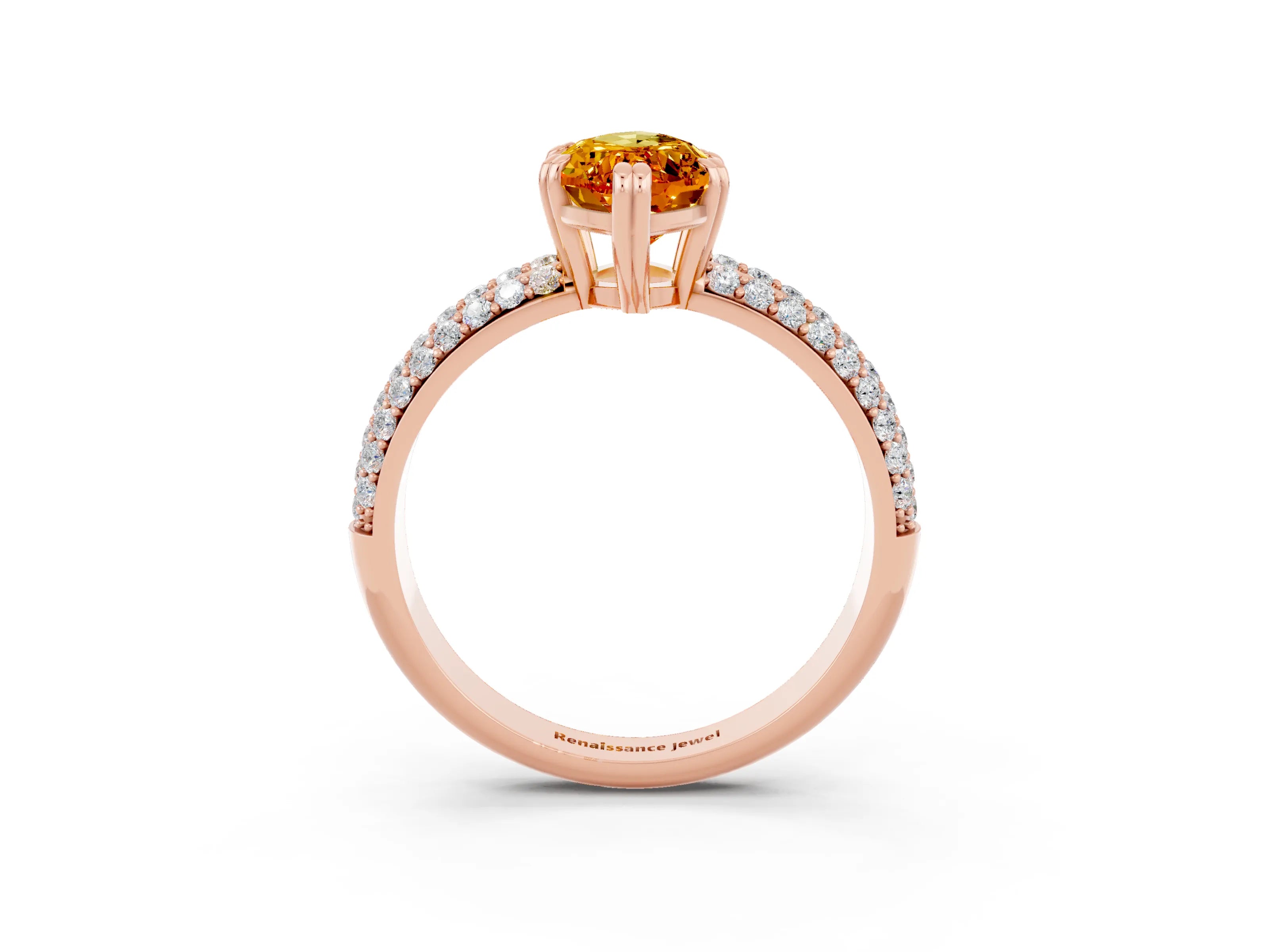 Rose gold Marquise Cut Cut Pave Diamond Engagement Ring with Channel Set Band and Four-Prong Setting_3