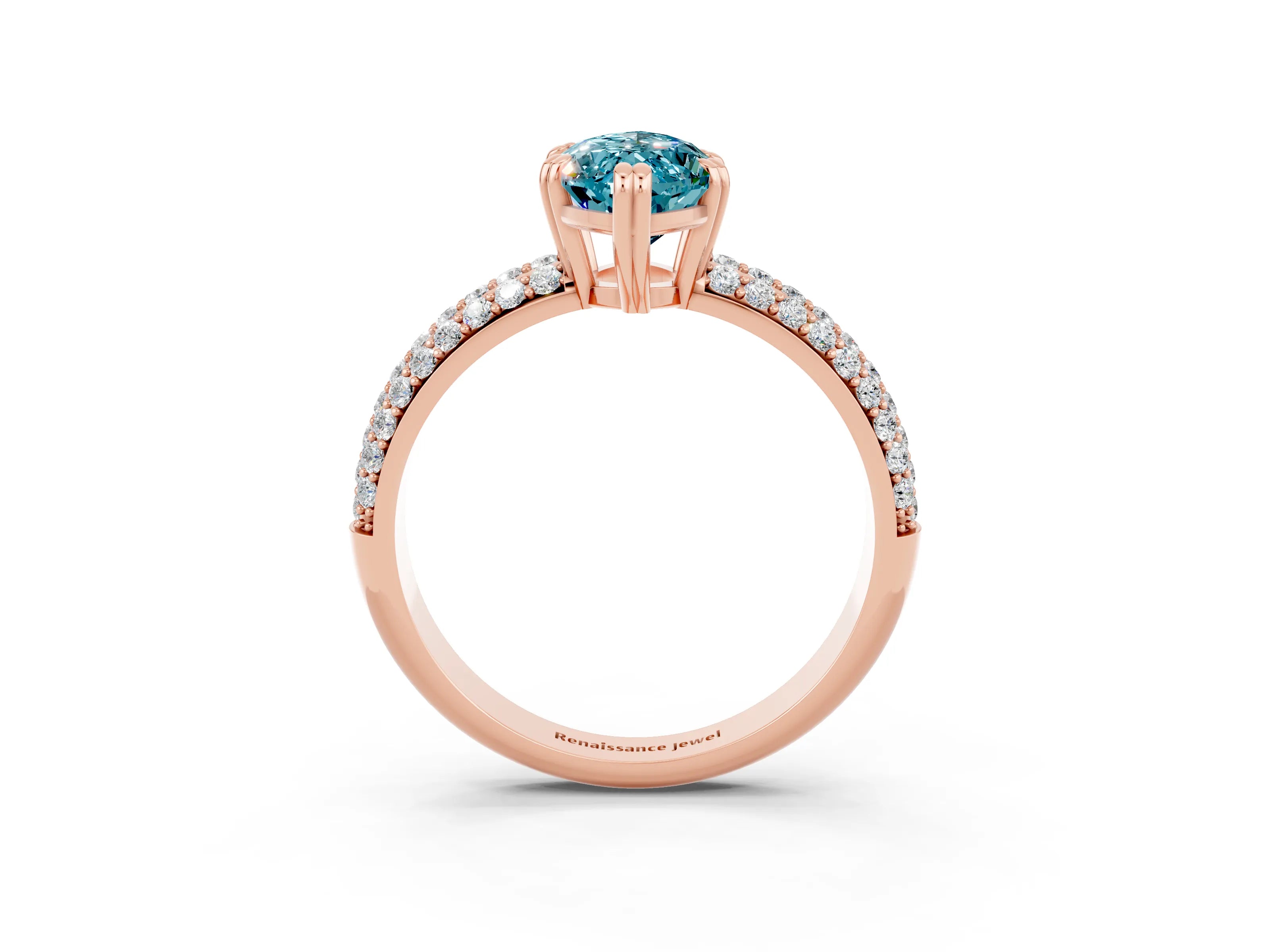 Rose gold Marquise Cut Cut Pave Diamond Engagement Ring with Channel Set Band and Four-Prong Setting_3