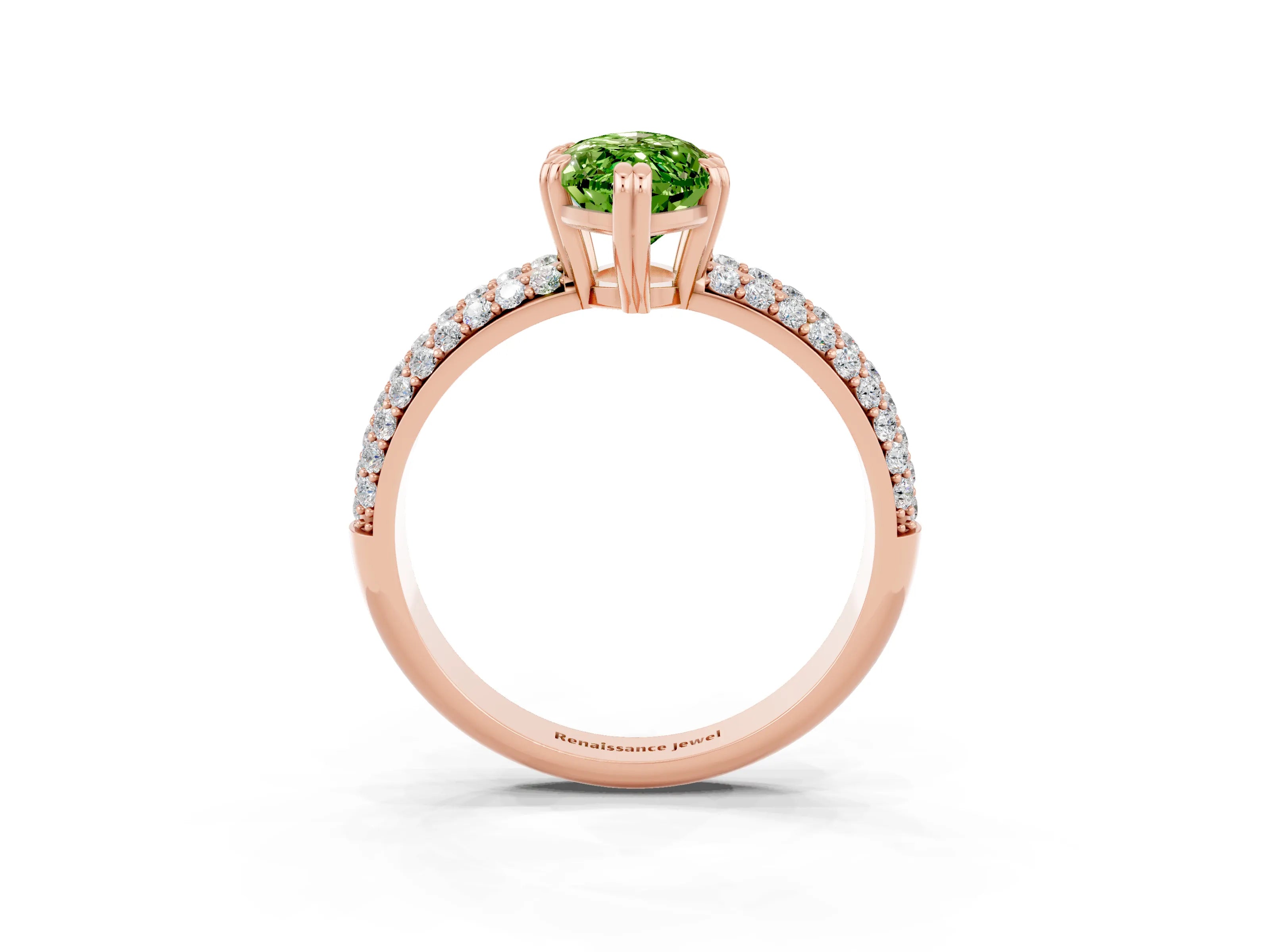 Rose gold Marquise Cut Cut Pave Diamond Engagement Ring with Channel Set Band and Four-Prong Setting_3