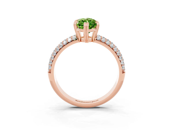Rose gold Marquise Cut Cut Pave Diamond Engagement Ring with Channel Set Band and Four-Prong Setting