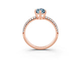 Rose gold Marquise Cut Cut Pave Diamond Engagement Ring with Channel Set Band and Four-Prong Setting_3