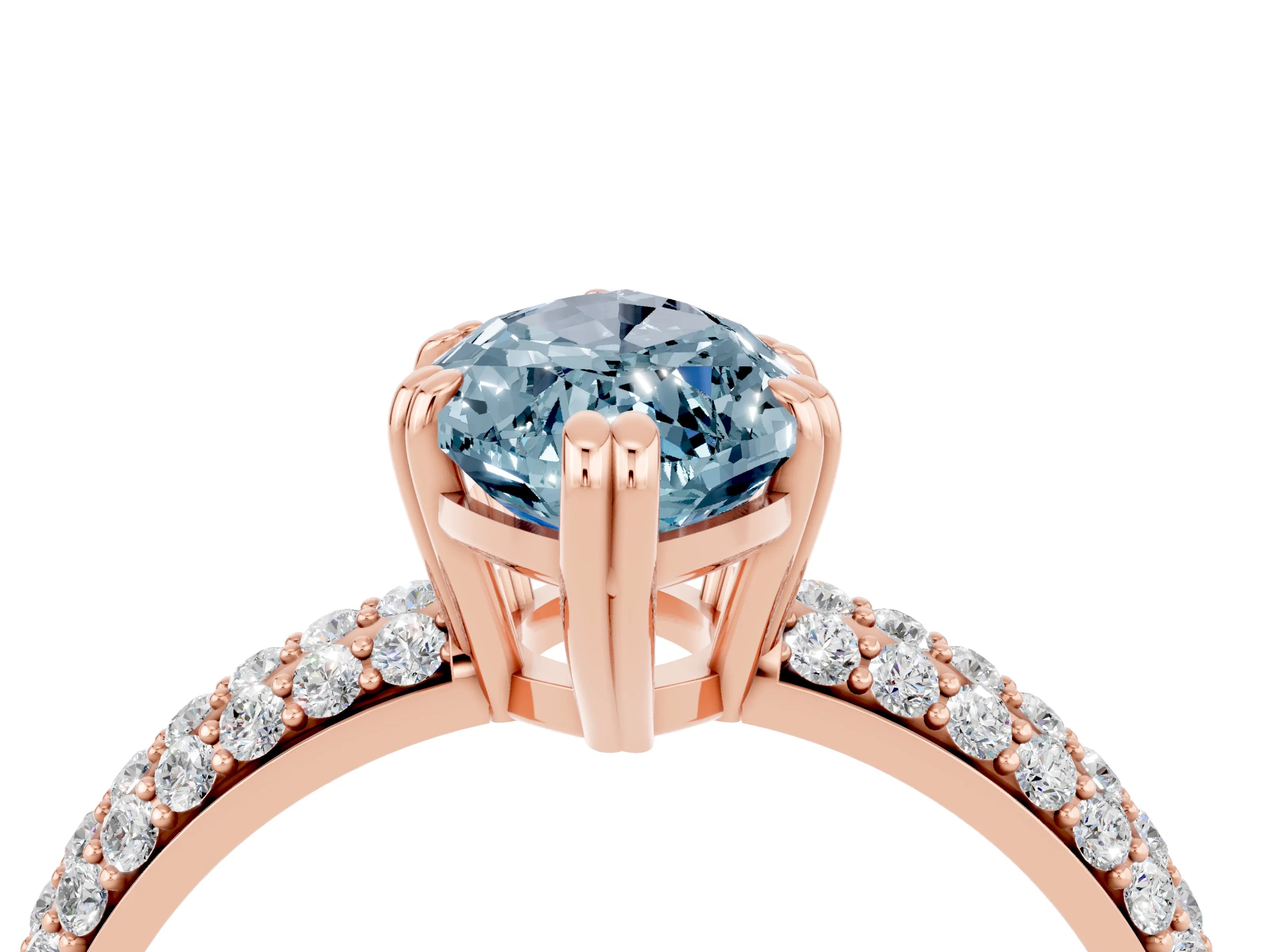 Rose gold Marquise Cut Cut Pave Diamond Engagement Ring with Channel Set Band and Four-Prong Setting_4