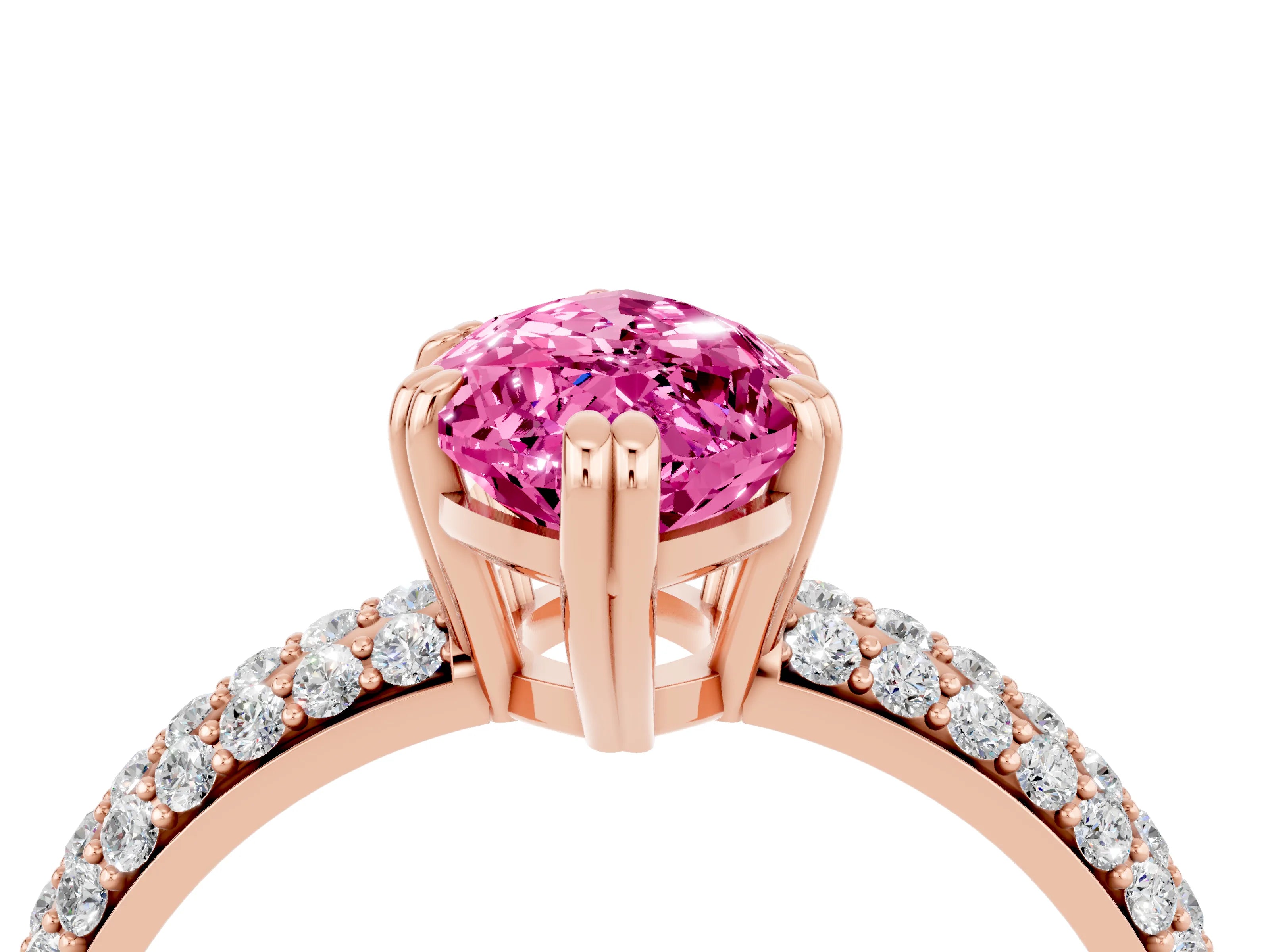 Rose gold Marquise Cut Cut Pave Diamond Engagement Ring with Channel Set Band and Four-Prong Setting_4
