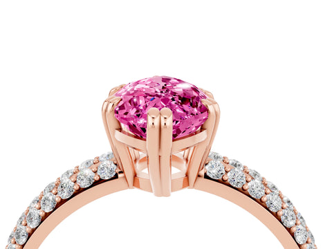Rose gold Marquise Cut Cut Pave Diamond Engagement Ring with Channel Set Band and Four-Prong Setting_4