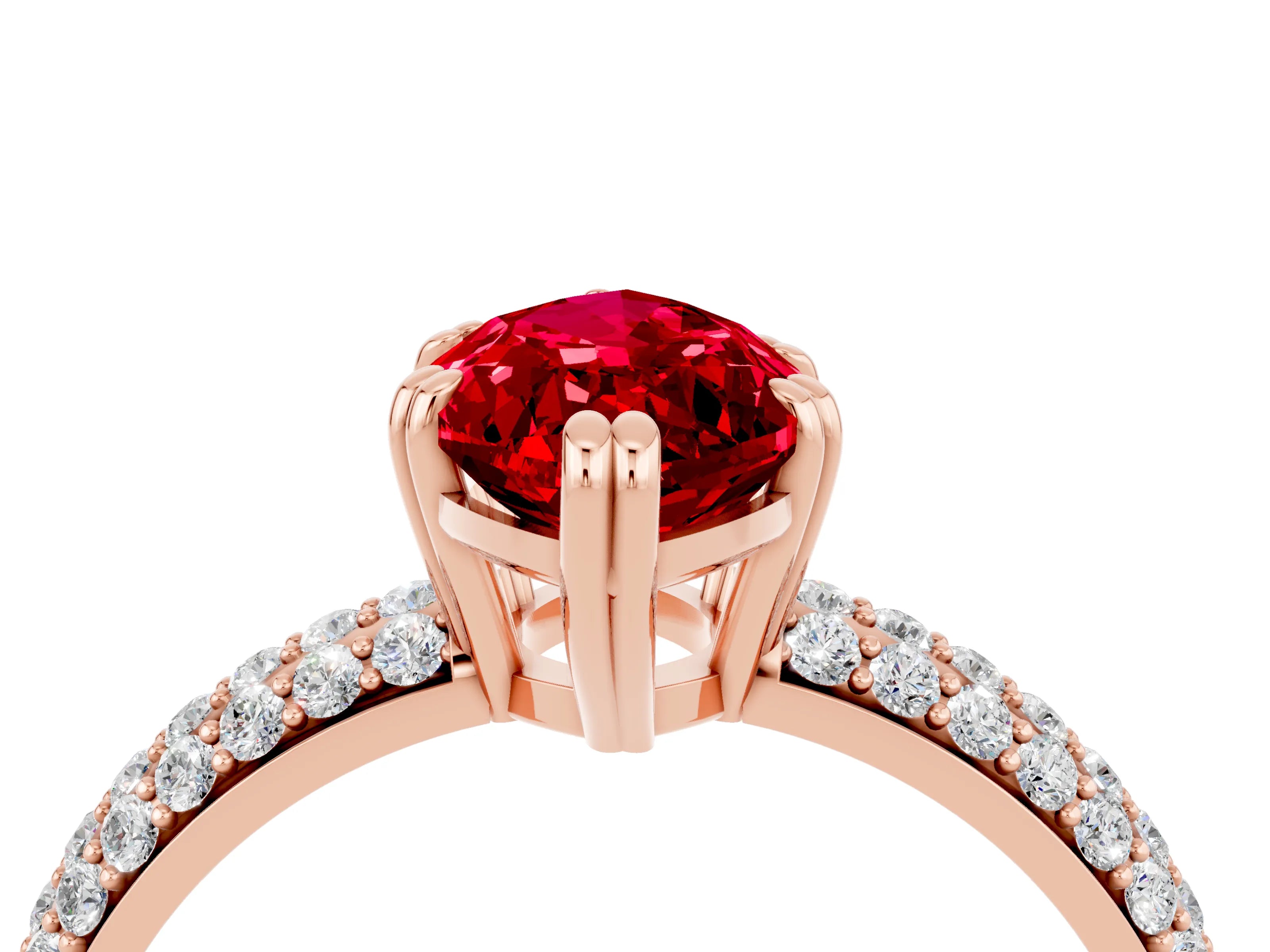Rose gold Marquise Cut Cut Pave Diamond Engagement Ring with Channel Set Band and Four-Prong Setting_4