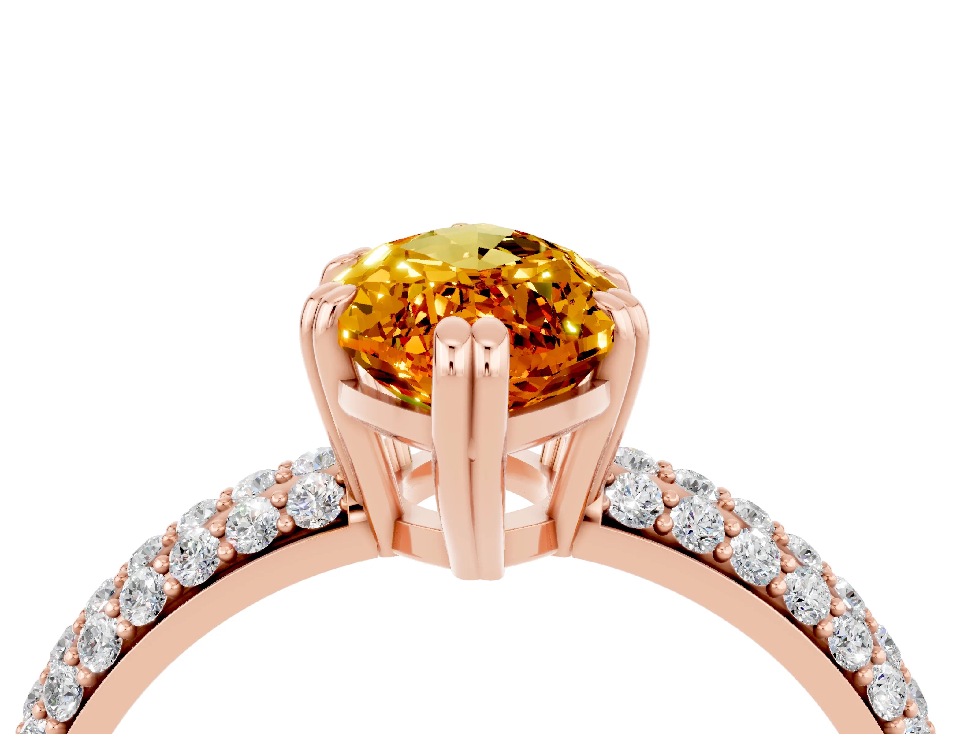 Rose gold Marquise Cut Cut Pave Diamond Engagement Ring with Channel Set Band and Four-Prong Setting_4