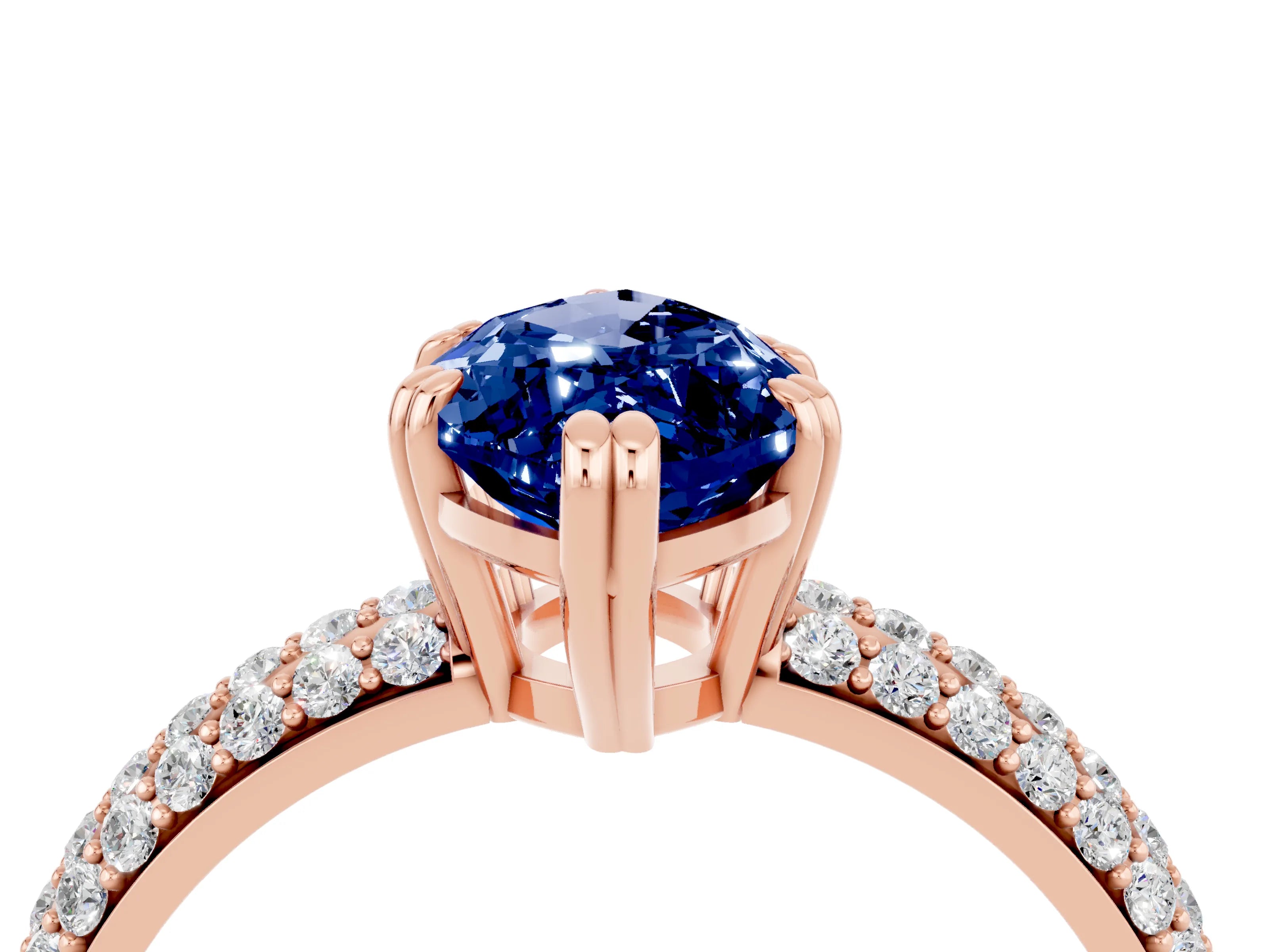 Rose gold Marquise Cut Cut Pave Diamond Engagement Ring with Channel Set Band and Four-Prong Setting_4