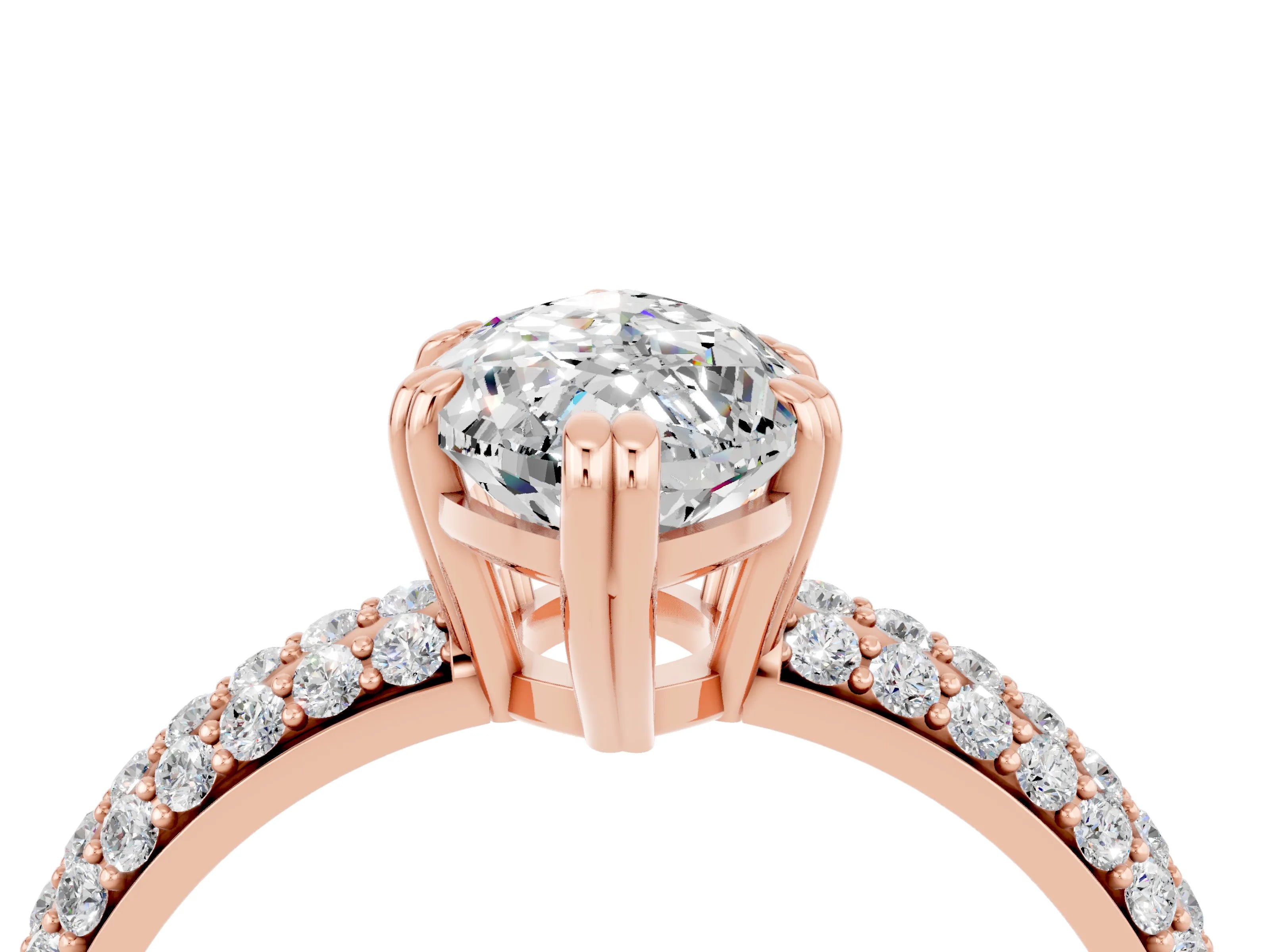 Rose gold Marquise Cut Cut Pave Diamond Engagement Ring with Channel Set Band and Four-Prong Setting_4
