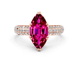 Rose gold Marquise Cut Cut Pave Diamond Engagement Ring with Channel Set Band and Four-Prong Setting