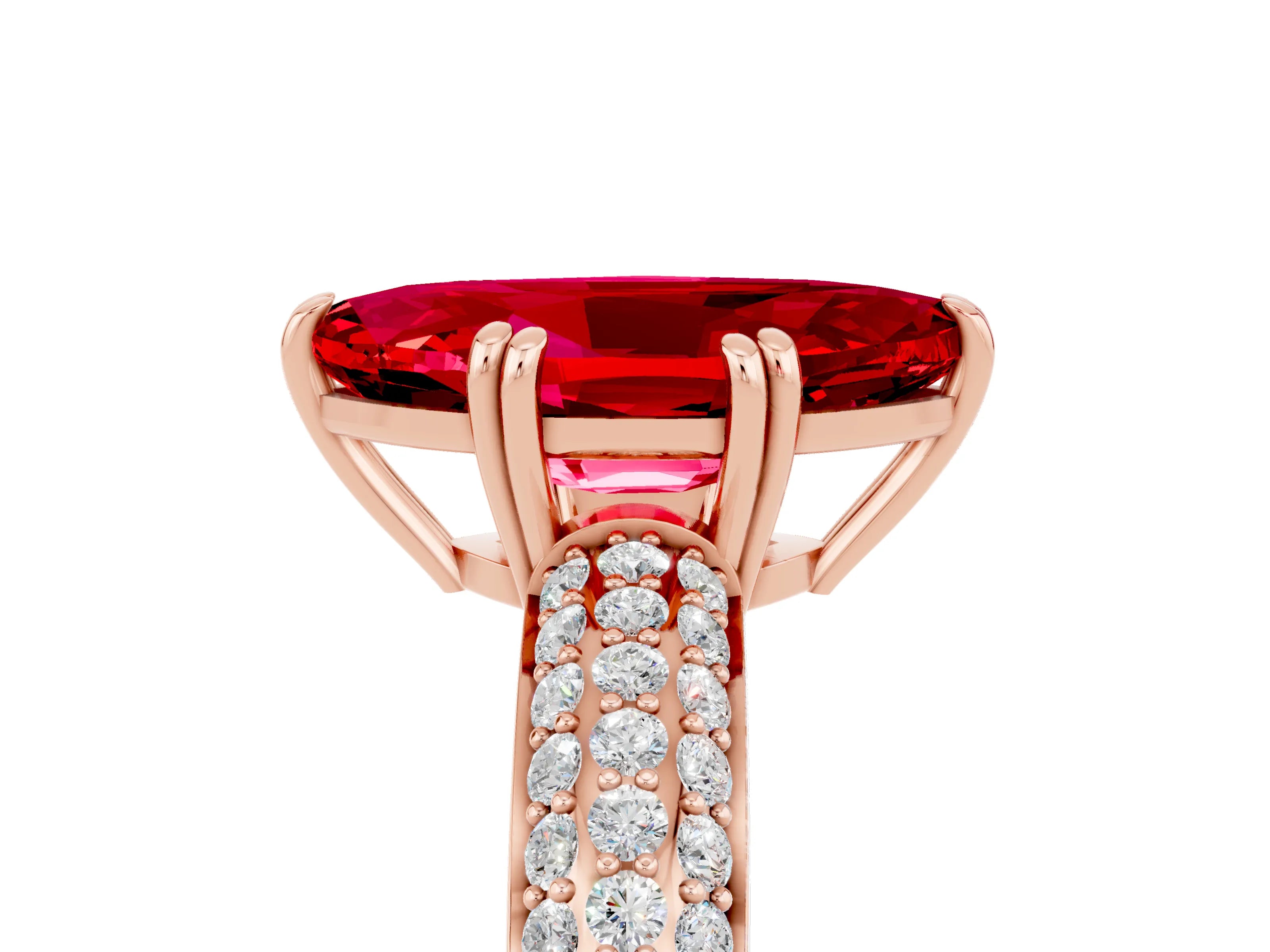 Rose gold Marquise Cut Cut Pave Diamond Engagement Ring with Channel Set Band and Four-Prong Setting_5