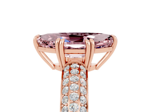 Rose gold Marquise Cut Cut Pave Diamond Engagement Ring with Channel Set Band and Four-Prong Setting_5