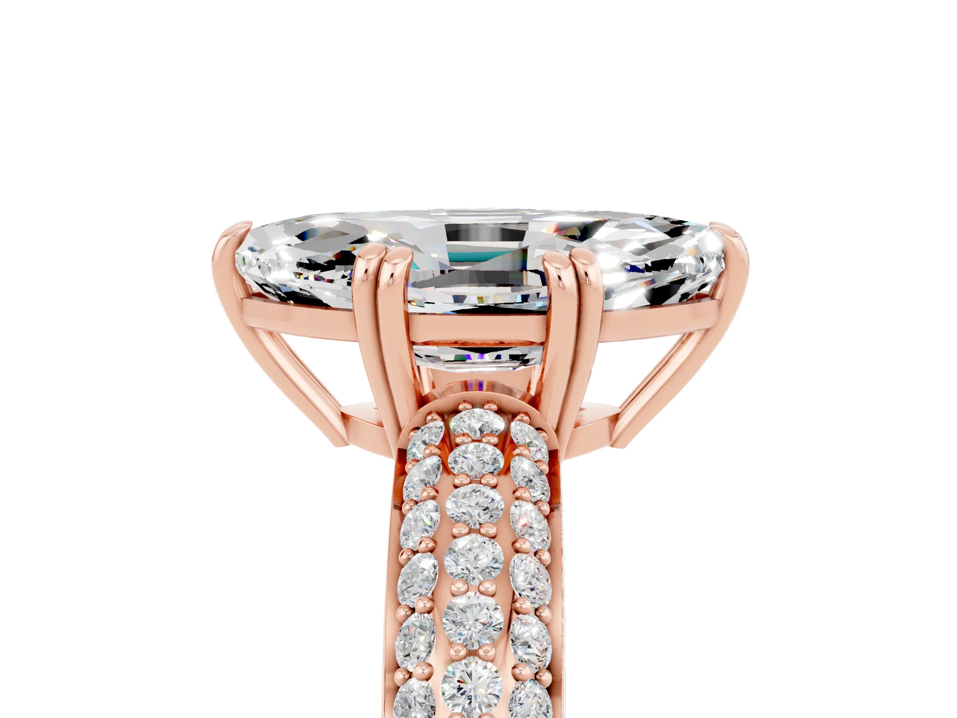 Rose gold Marquise Cut Cut Pave Diamond Engagement Ring with Channel Set Band and Four-Prong Setting_5