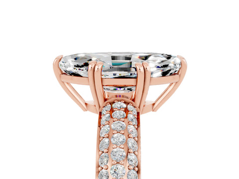 Rose gold Marquise Cut Cut Pave Diamond Engagement Ring with Channel Set Band and Four-Prong Setting_5
