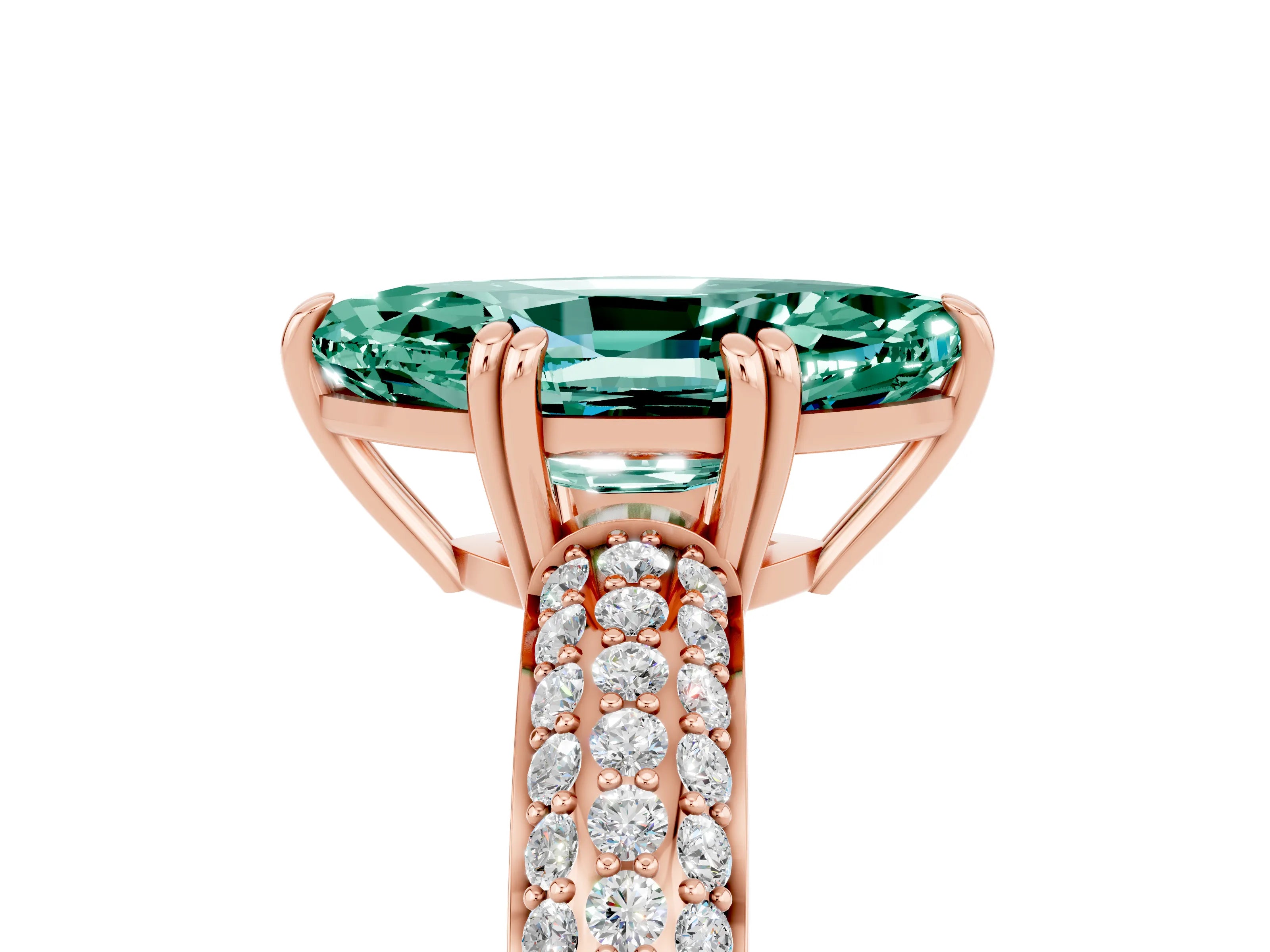 Rose gold Marquise Cut Cut Pave Diamond Engagement Ring with Channel Set Band and Four-Prong Setting_5