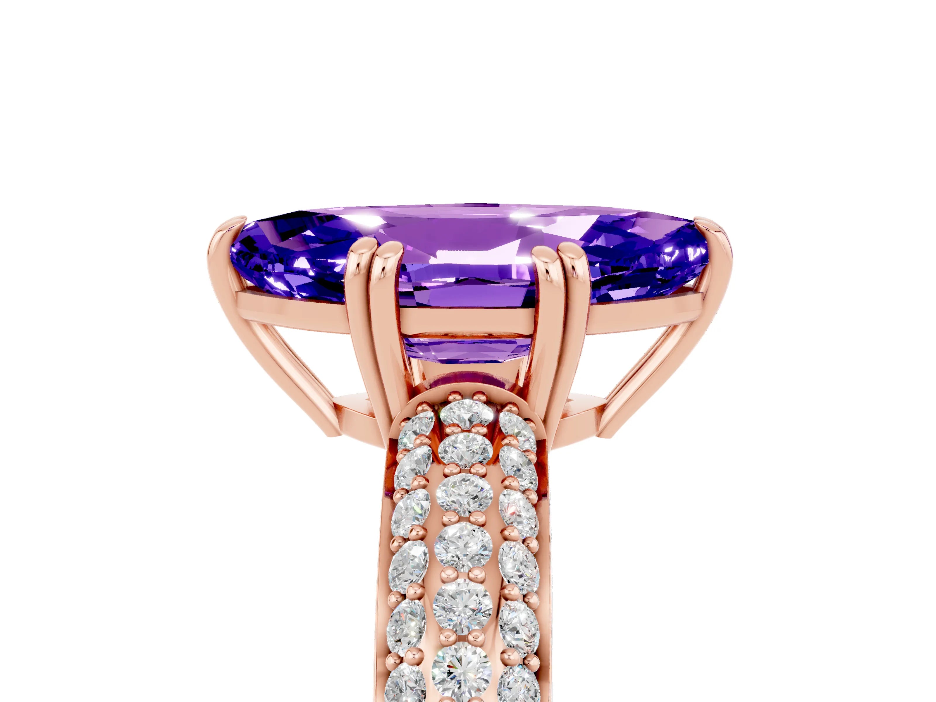 Rose gold Marquise Cut Cut Pave Diamond Engagement Ring with Channel Set Band and Four-Prong Setting_5