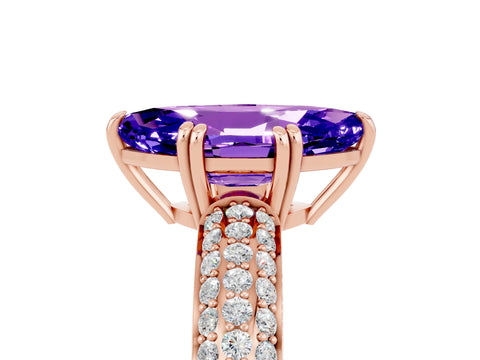 Rose gold Marquise Cut Cut Pave Diamond Engagement Ring with Channel Set Band and Four-Prong Setting_5