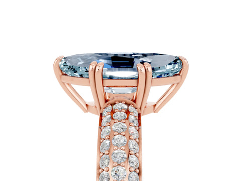 Rose gold Marquise Cut Cut Pave Diamond Engagement Ring with Channel Set Band and Four-Prong Setting_5