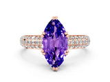 Rose gold Marquise Cut Cut Pave Diamond Engagement Ring with Channel Set Band and Four-Prong Setting