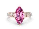 Rose gold Marquise Cut Cut Pave Diamond Engagement Ring with Channel Set Band and Four-Prong Setting