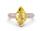 Rose gold Marquise Cut Cut Pave Diamond Engagement Ring with Channel Set Band and Four-Prong Setting