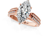 Rose gold Marquise Cut Cut Pave Split Shank Engagement Ring with Four-Prong Setting_16