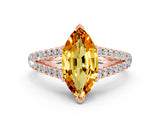 Rose gold Marquise Cut Cut Split Shank Pave Diamond Engagement Ring with Four-Prong Setting