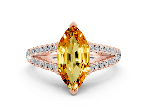 Rose gold Marquise Cut Cut Split Shank Pave Diamond Engagement Ring with Four-Prong Setting