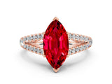 Rose gold Marquise Cut Cut Split Shank Pave Diamond Engagement Ring with Four-Prong Setting