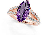 Rose gold Marquise Cut Cut Split Shank Pave Diamond Engagement Ring with Four-Prong Setting_1