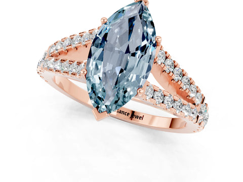 Rose gold Marquise Cut Cut Split Shank Pave Diamond Engagement Ring with Four-Prong Setting_1