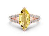 Rose gold Marquise Cut Cut Split Shank Pave Diamond Engagement Ring with Four-Prong Setting