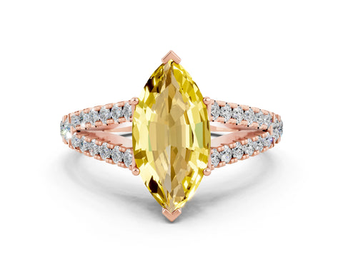 Rose gold Marquise Cut Cut Split Shank Pave Diamond Engagement Ring with Four-Prong Setting
