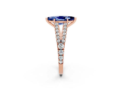 Rose gold Marquise Cut Cut Split Shank Pave Diamond Engagement Ring with Four-Prong Setting_2