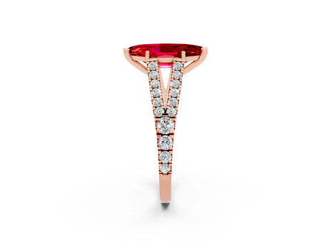 Rose gold Marquise Cut Cut Split Shank Pave Diamond Engagement Ring with Four-Prong Setting_2