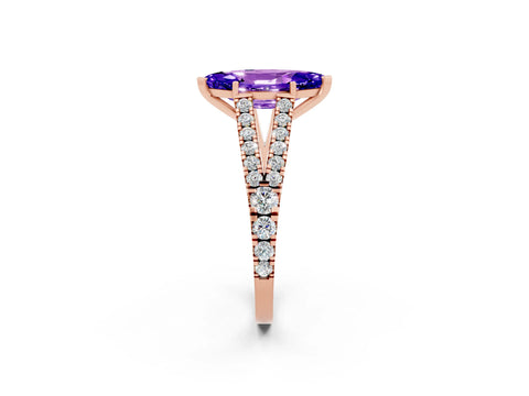 Rose gold Marquise Cut Cut Split Shank Pave Diamond Engagement Ring with Four-Prong Setting_2
